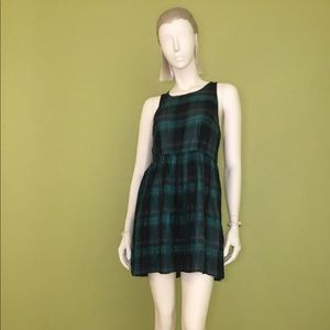 Green blue plaid dress